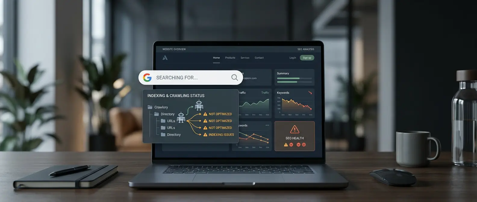 Ilustración de una página web que no aparece en los resultados de Google